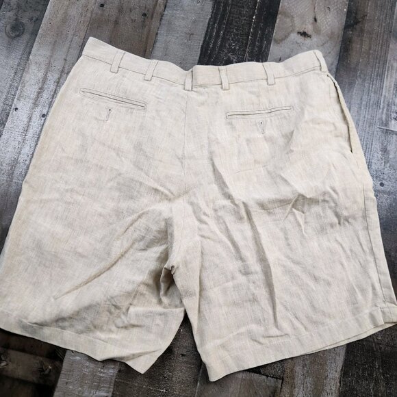 Mens Jos A Bank Travel Collection size 40 Linen Pleated Shorts - Picture 2 of 10